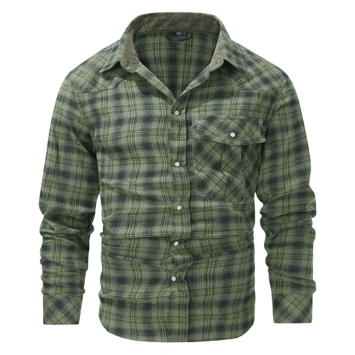 Mens Checked Shirt Cotton Long Sleeve Regular Fit - BritishMode