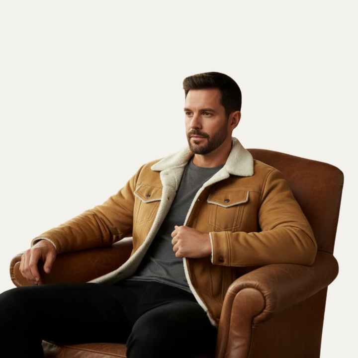 Mens Trucker Jacket Shearling Lined Classic Fit