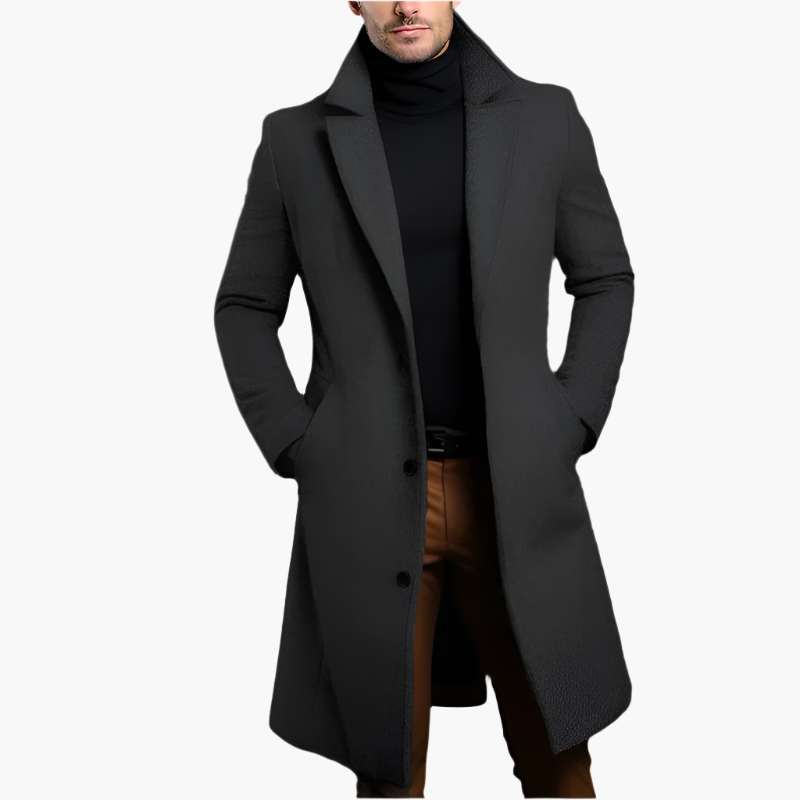 Mens Formal Long Topcoat Single Breasted