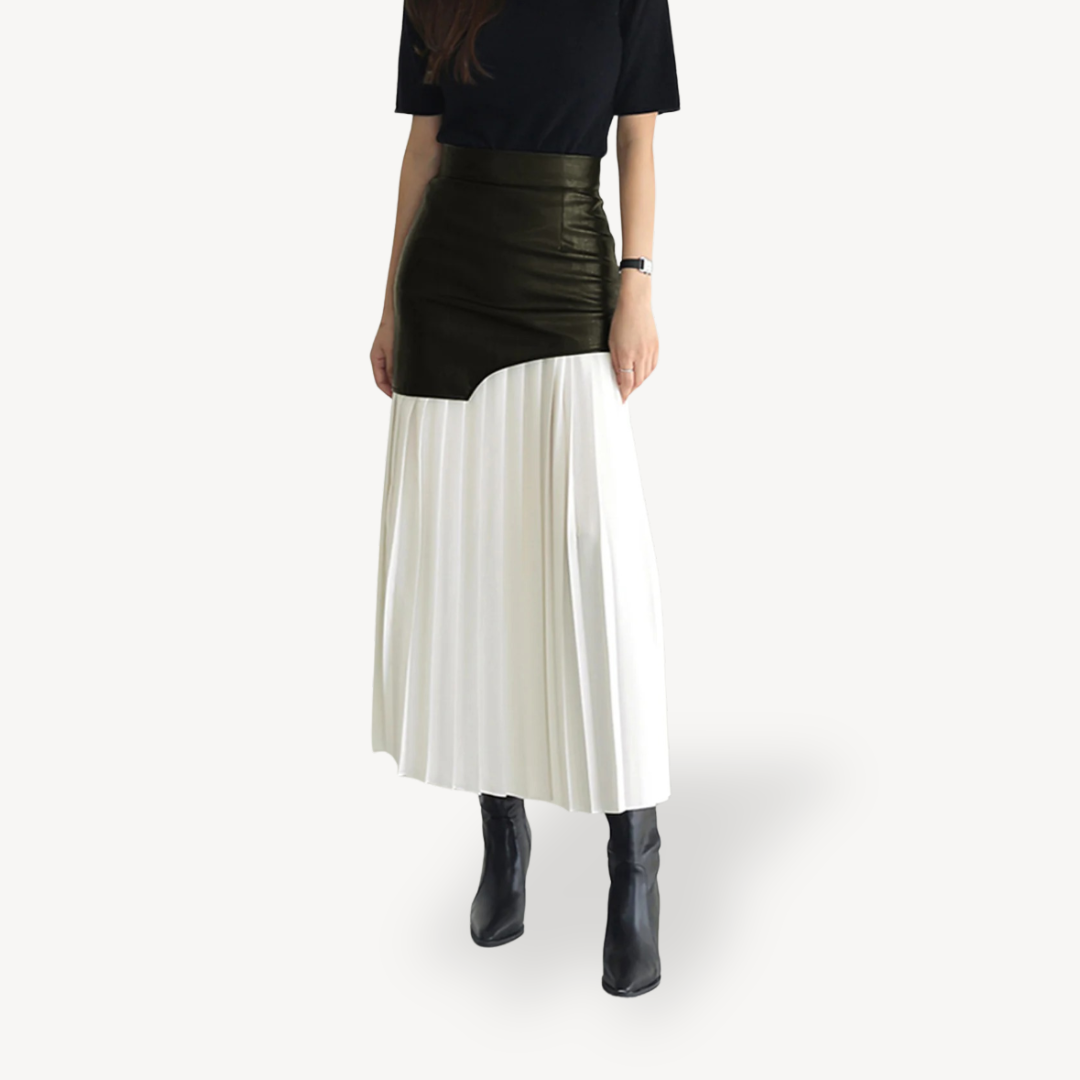 Womens Pleated Midi Skirt Lightweight Flowing Fit