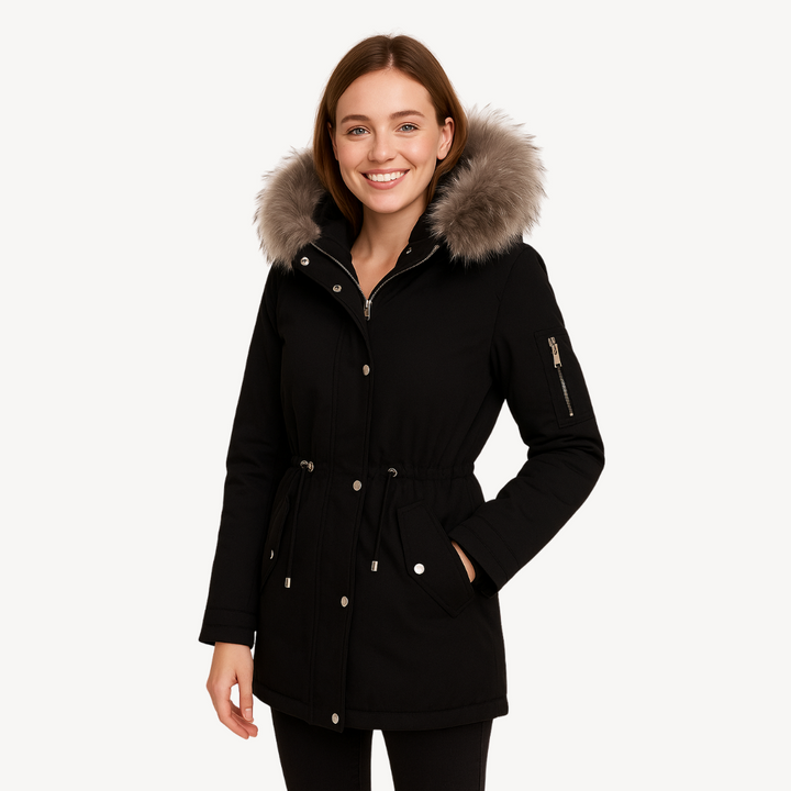 Womens Winter Parka with Fur Lining Insulated Fit - BritishMode