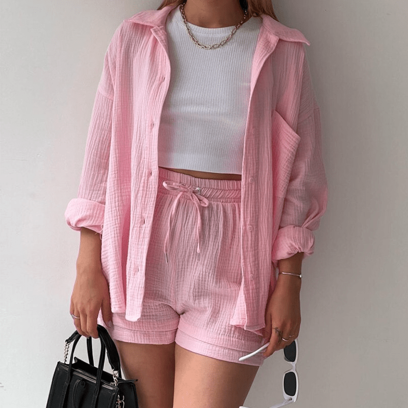 Womens Relaxed Fit Outfit Set Lightweight Spring Style