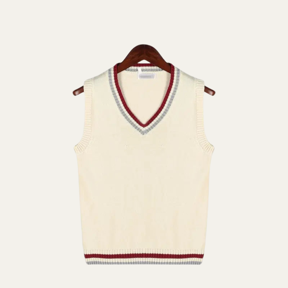 Mens Sweater Vest Textured V-Neck Striped Style