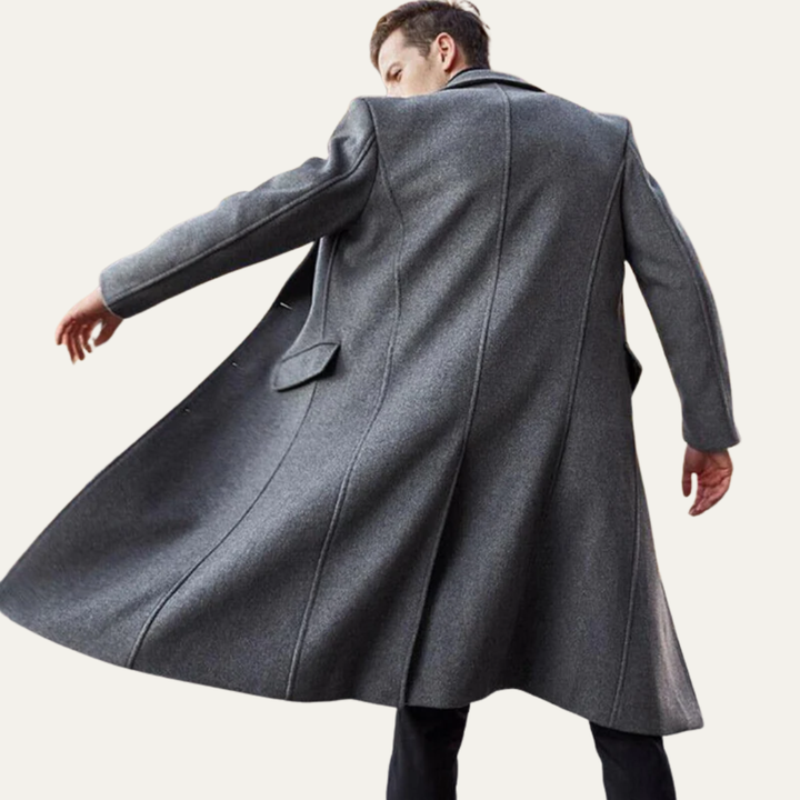 Mens Formal Overcoat Wool Tailored Single Breasted