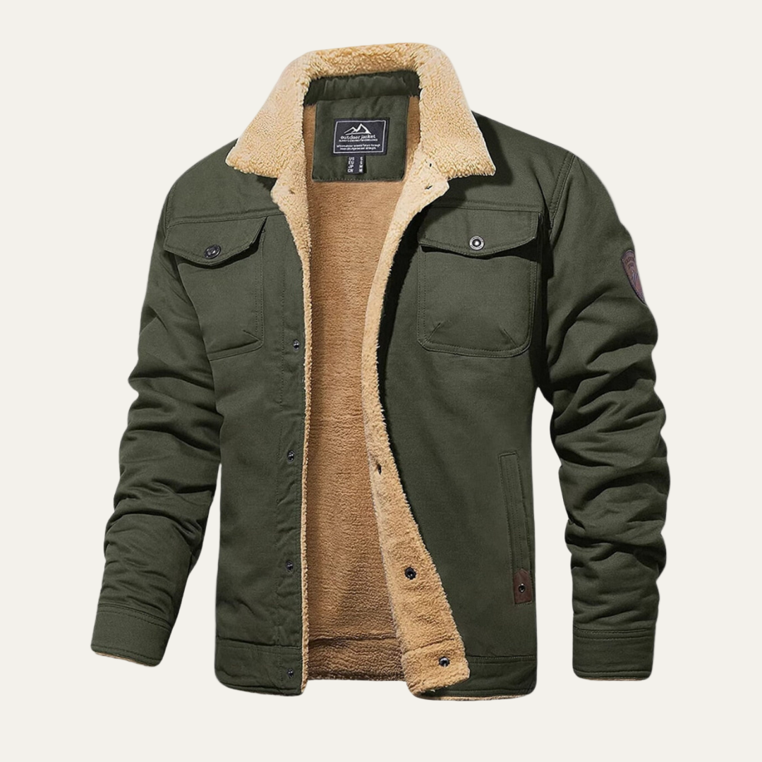 Mens Utility Jacket Faux Shearling Lined Heavy