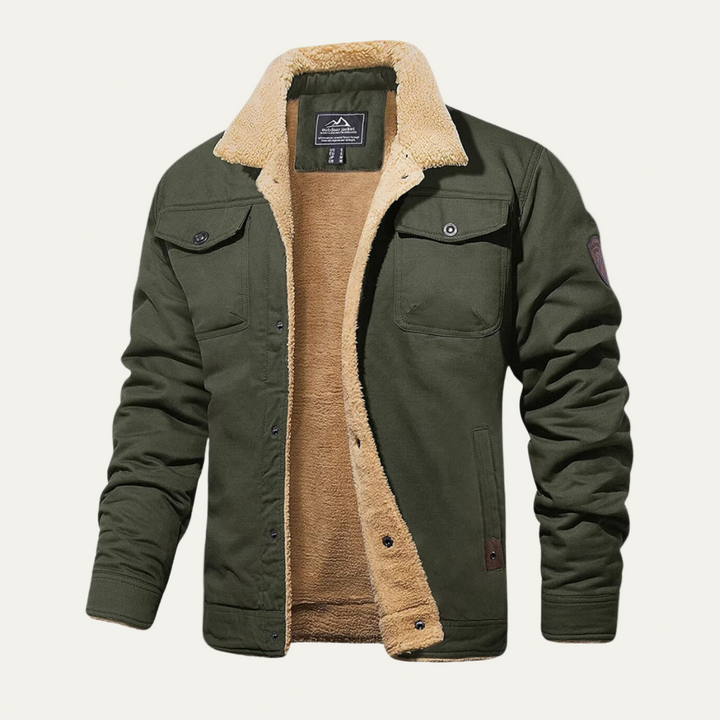 Mens Utility Jacket Faux Shearling Lined Heavy