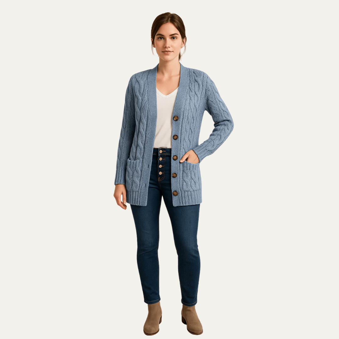 Womens Mid-Length Cardigan Sweater Classic Fit