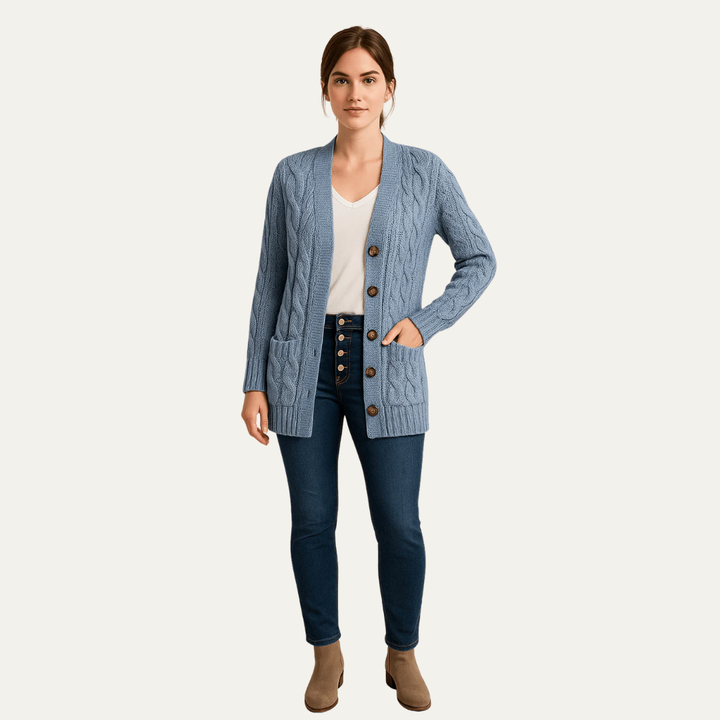 Womens Mid-Length Cardigan Sweater Classic Fit