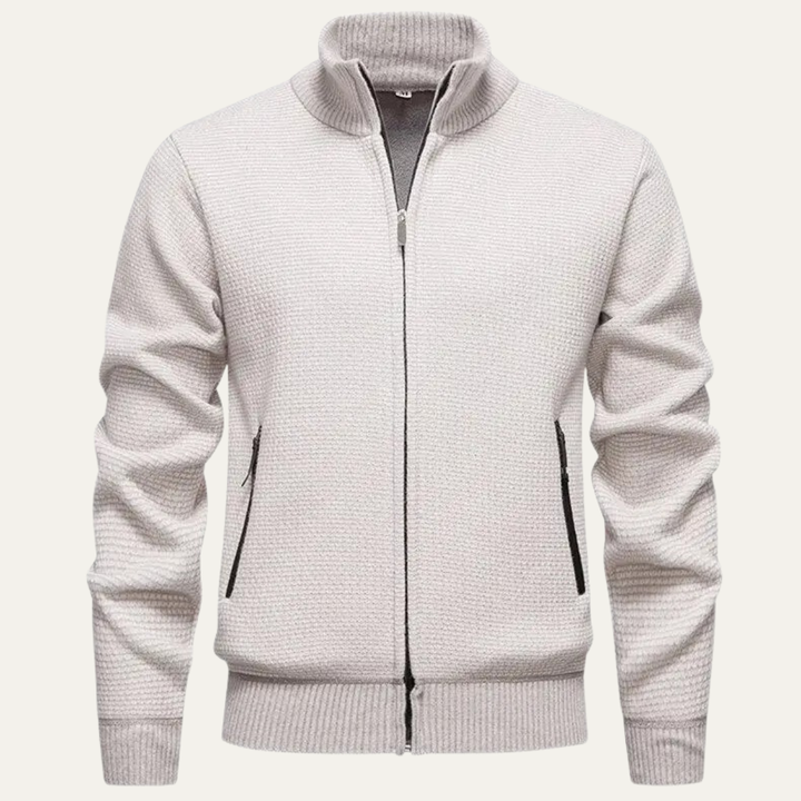 Mens Knitted Zip Cardigan Casual Stand Collar