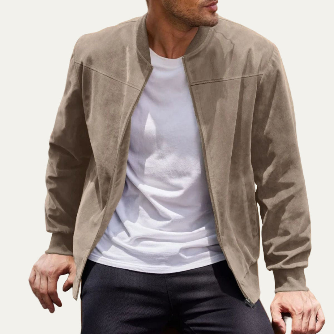 Mens Bomber Jacket Suede Look Casual Fit
