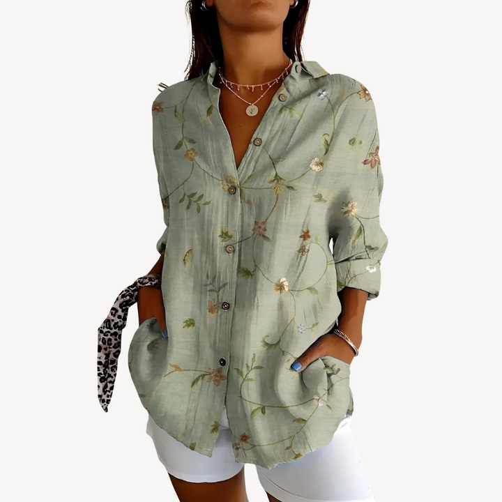 Womens Button-Up Shirt Printed Regular Fit