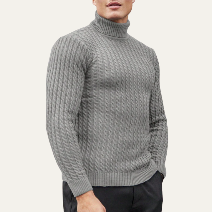 Mens Turtleneck Sweater Vertical Knit Pattern
