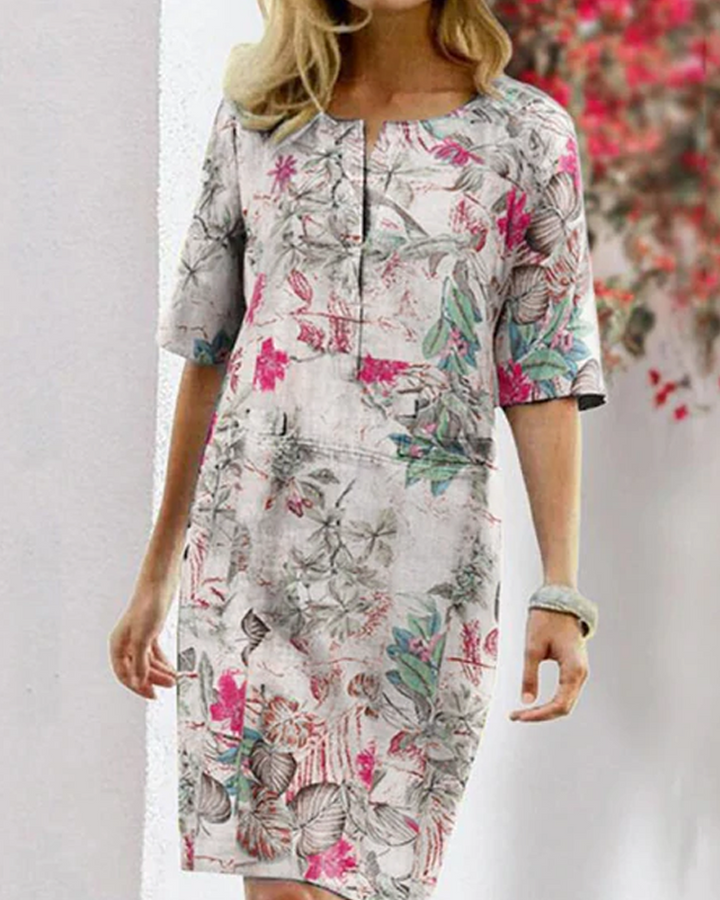 Womens Casual Sundress Floral Pattern Short Sleeve