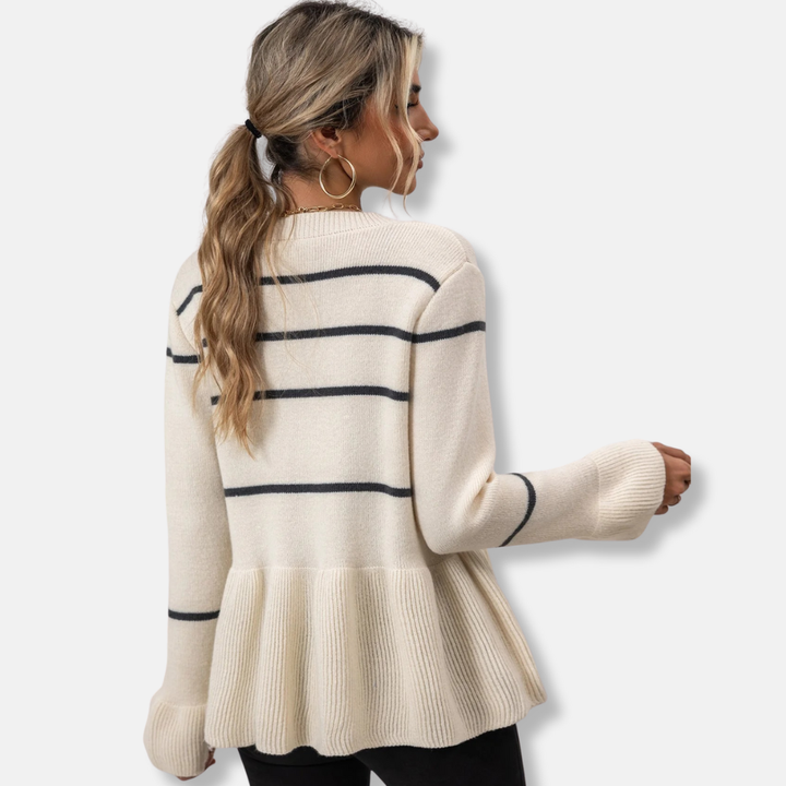 Womens Cardigan V-Neck Button Front Loose Fit Peplum Hem