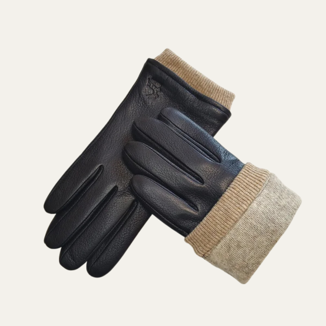 Mens Leather Driving Gloves Wool Lined Warm Fit