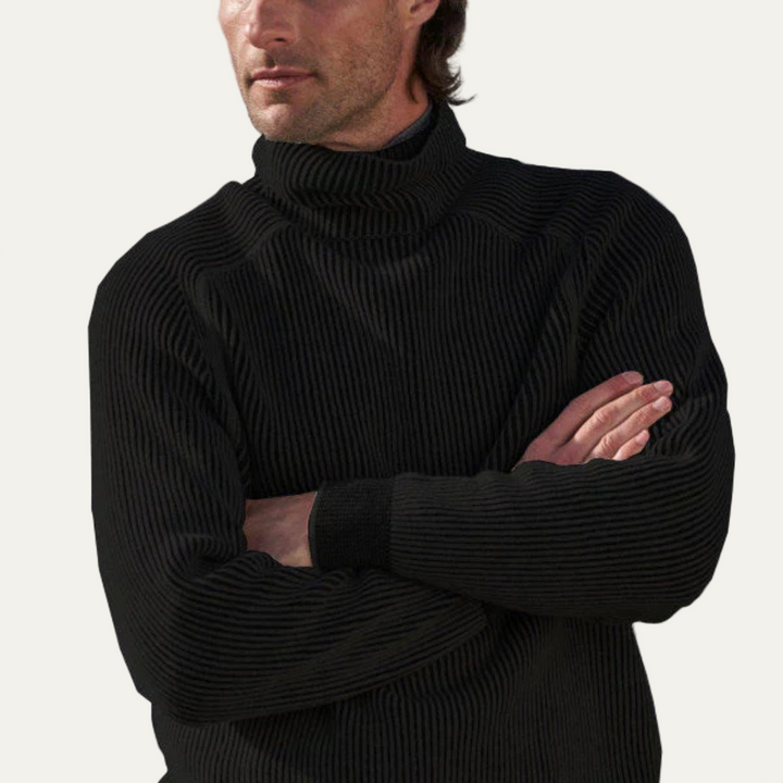Mens Rib Knit Turtleneck Sweater Heavy Fit