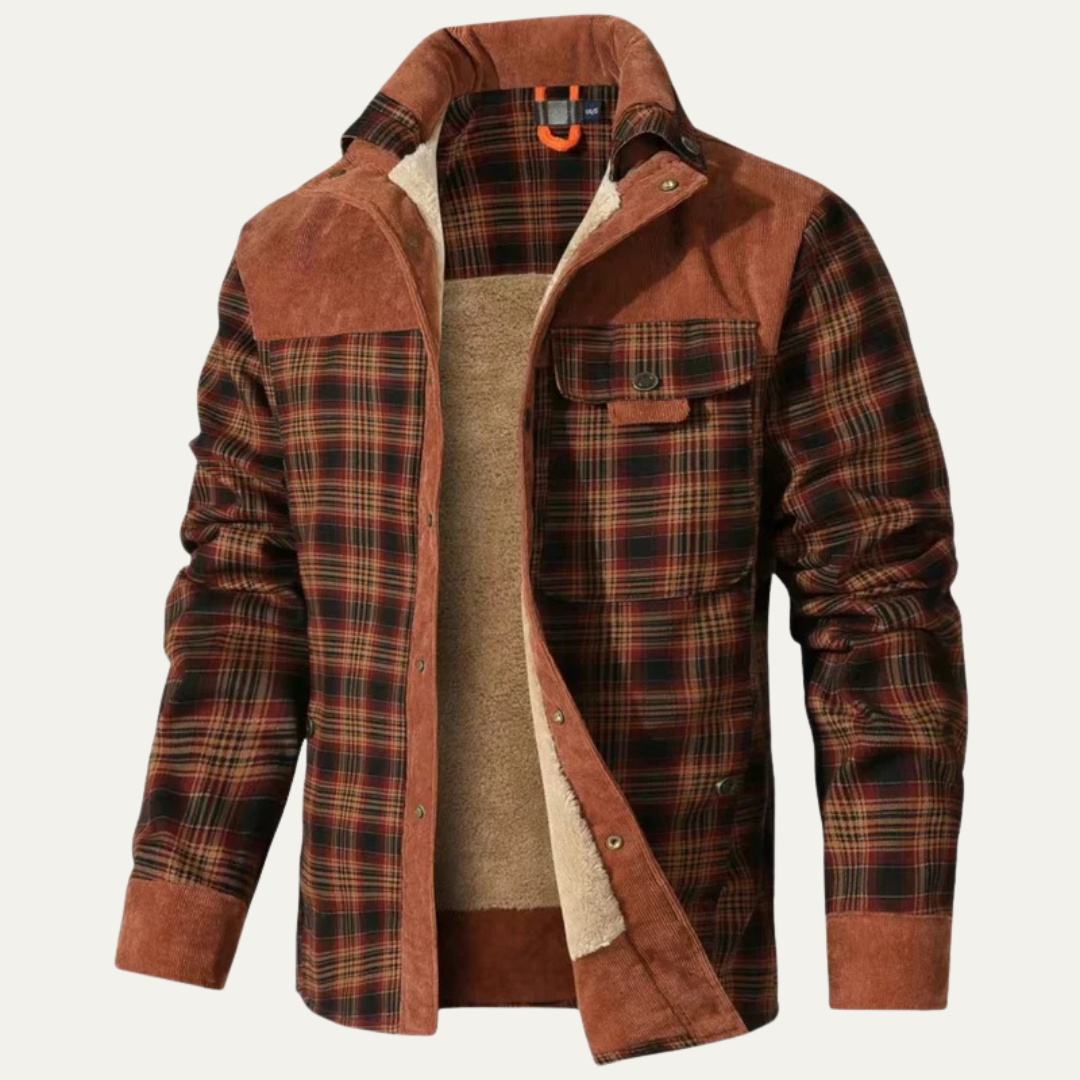 Mens Shirt Jacket Corduroy Yoke Fleece Lined Relaxed Fit