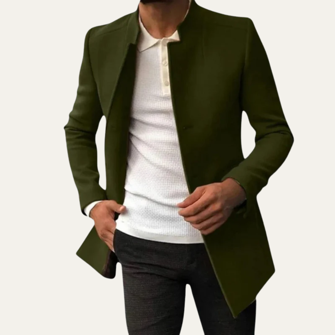 Mens Car Coat Stand Collar Minimalist Style