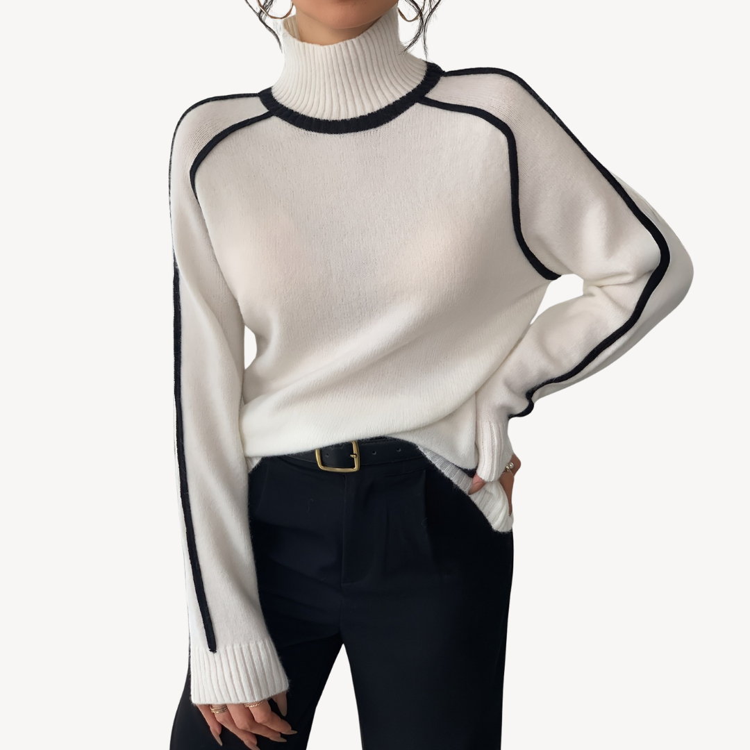 Womens Ribbed Knit Sweater Turtleneck Slim Fit