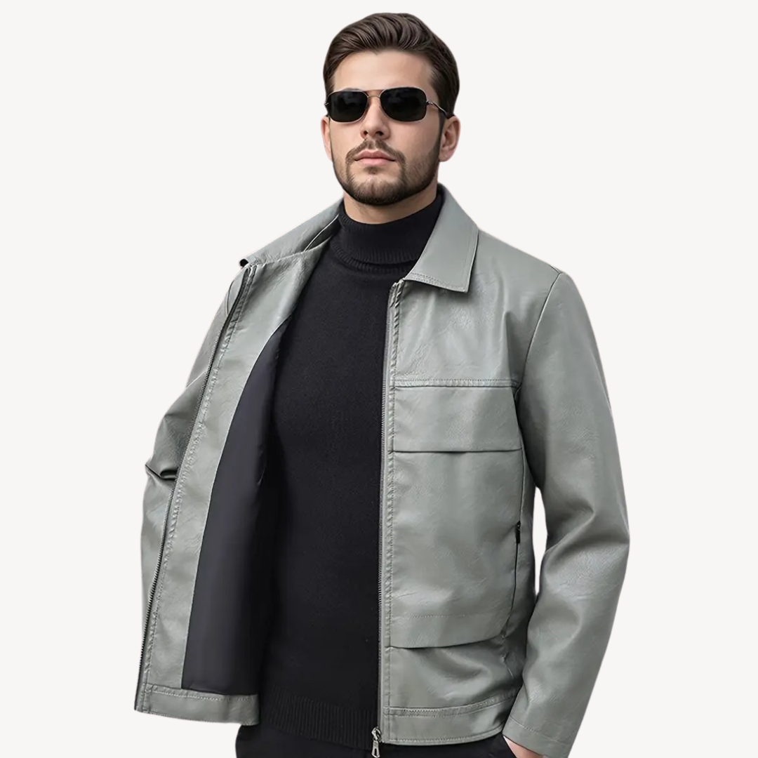 Mens Jacket Faux Leather Classic Fit