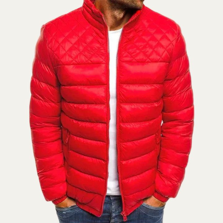 Mens Quilted Puffer Jacket Mixed Pattern Regular Fit
