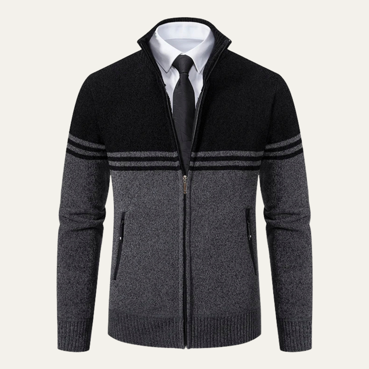Mens Knit Cardigan Thick Fleece Lined Relaxed Fit