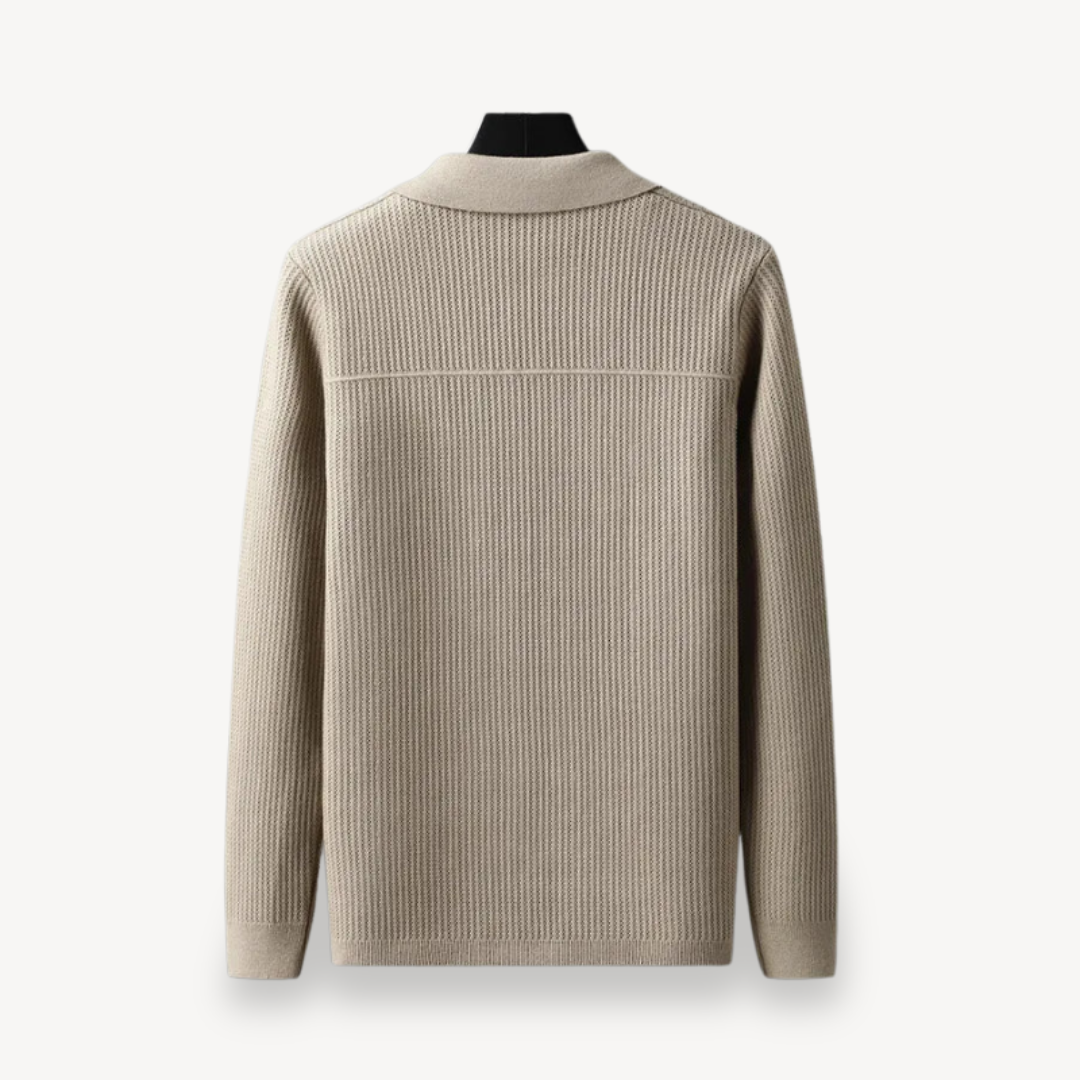 Mens Ribbed Knit Cardigan Relaxed Fit