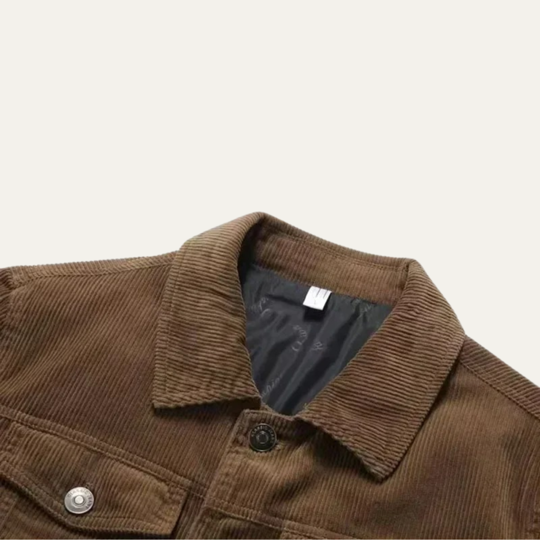 Mens Corduroy Trucker Jacket Classic Fit Chest Pockets