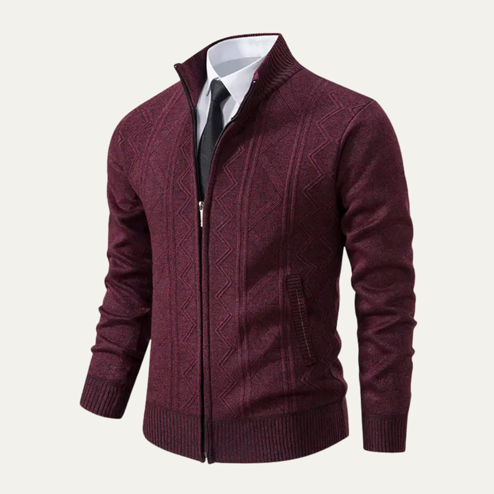 Mens Knit Cardigan High Neck Zip-Up Winter Style