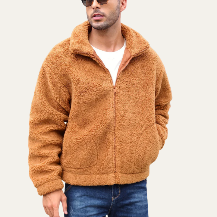 Mens Casual Jacket Fleece Sheepskin Look