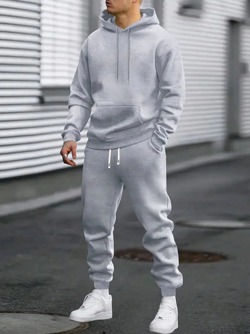 Mens Hooded Sweatshirt and Sweatpants Cotton Relaxed Fit - BritishMode