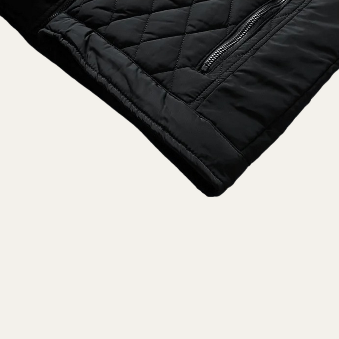 Mens Quilted Moto Jacket Diamond Pattern