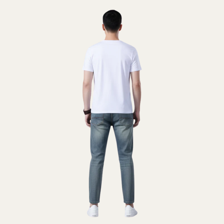 Mens Denim Pants Slim Straight Fit Vintage Style