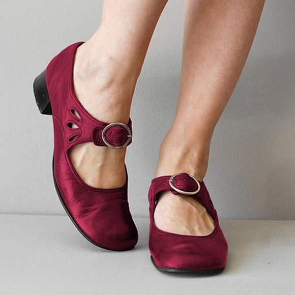 Womens Orthopedic Shoes Leather Vintage Round-Toe Style