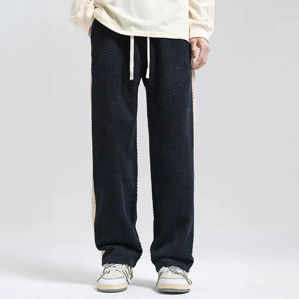 Mens Jogging Pants Embossed Corduroy Relaxed Fit