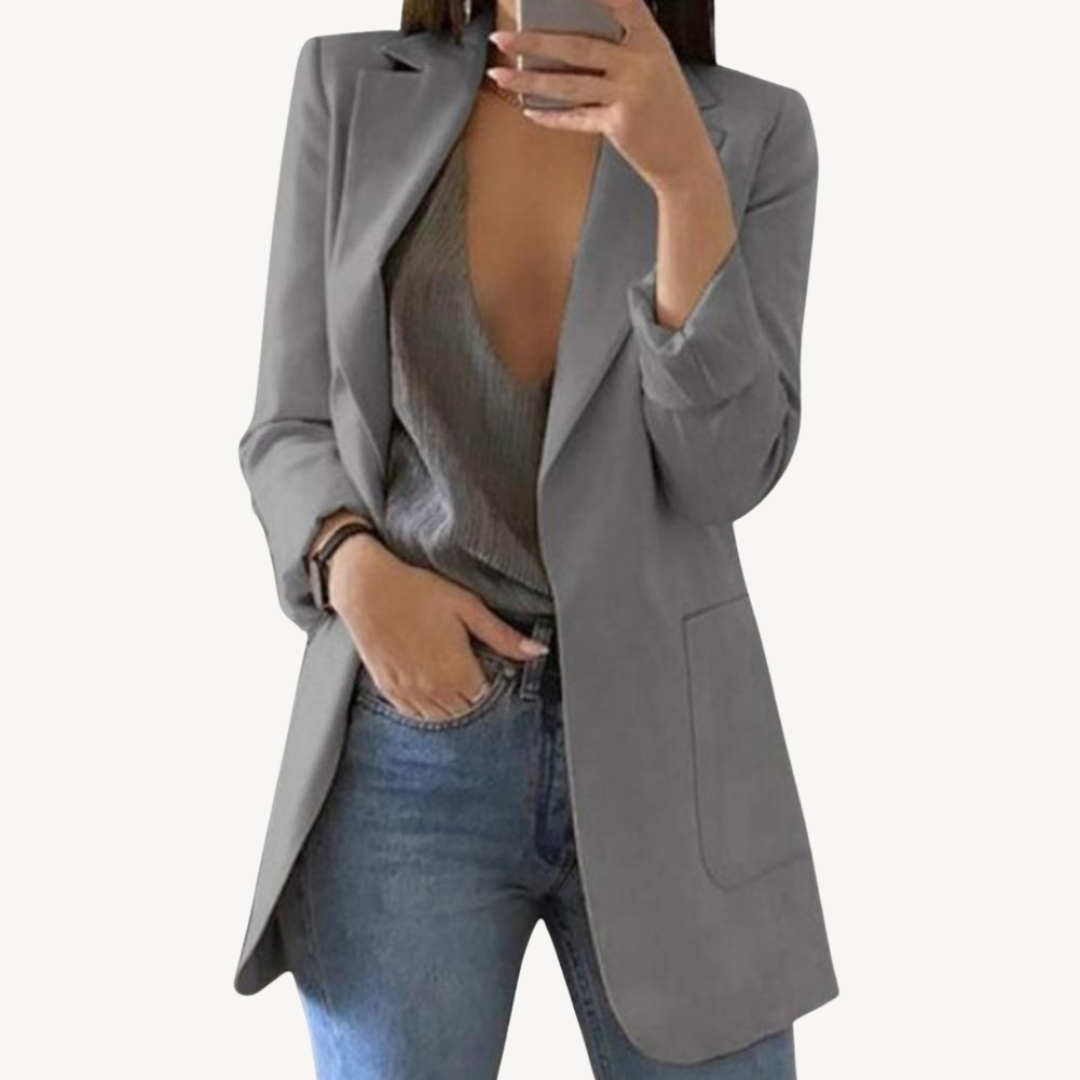 Womens Long Blazer Open Front Tailored Fit