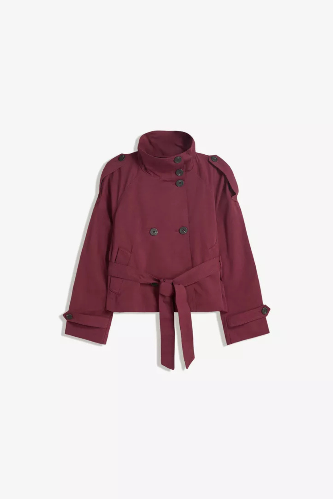 Womens Double Breasted Trench Coat Short Length Classic Fit