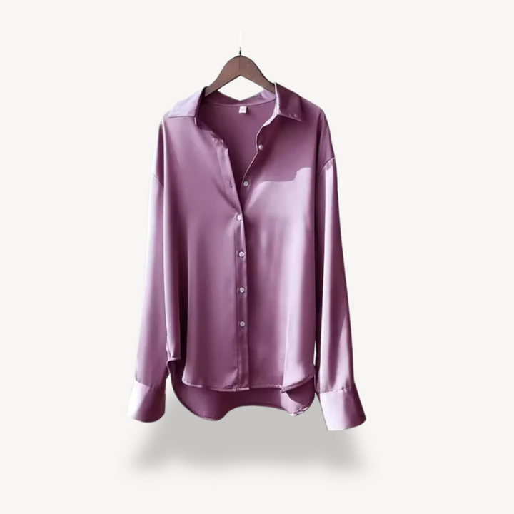 Womens Blouse Silk-Like Fabric Long Sleeve
