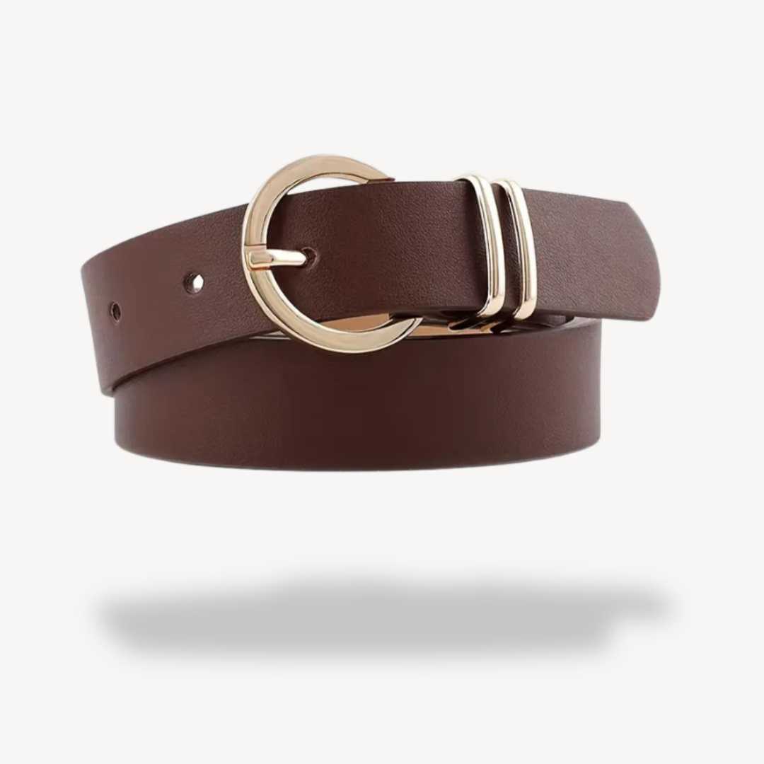 Womens Faux Leather Belt with Buckle