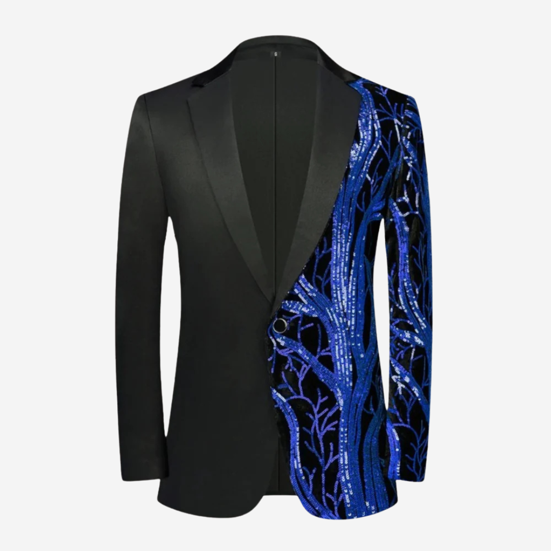 Mens Performance Blazer with Sequin Wave Pattern