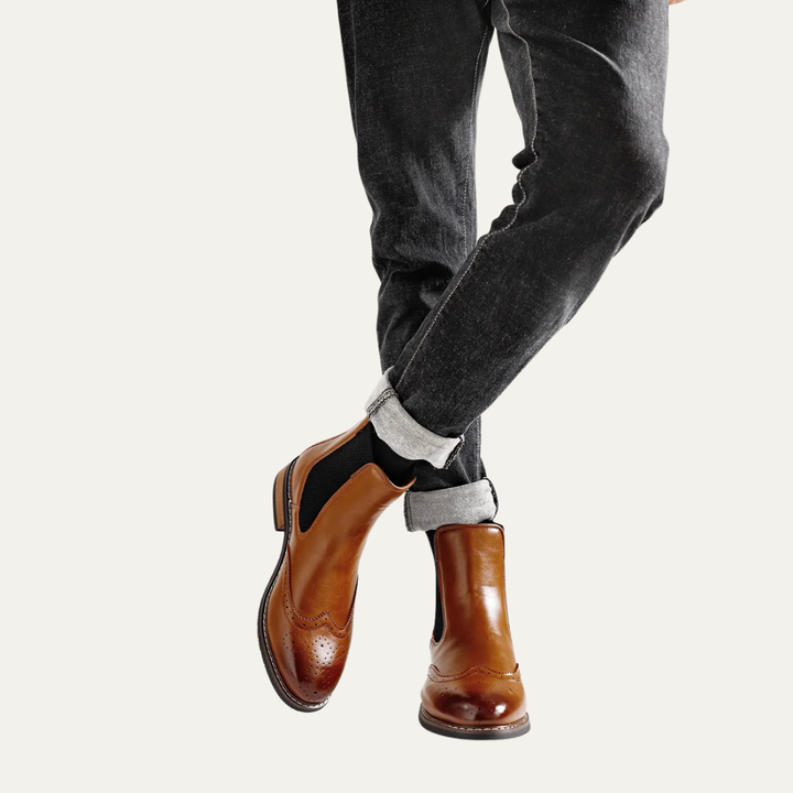 Mens Chelsea Boots Leather Classic Slip-On
