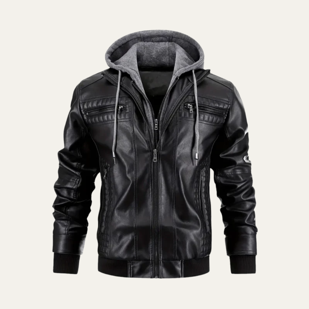 Mens Motorcycle Jacket Faux Leather Hybrid Fit