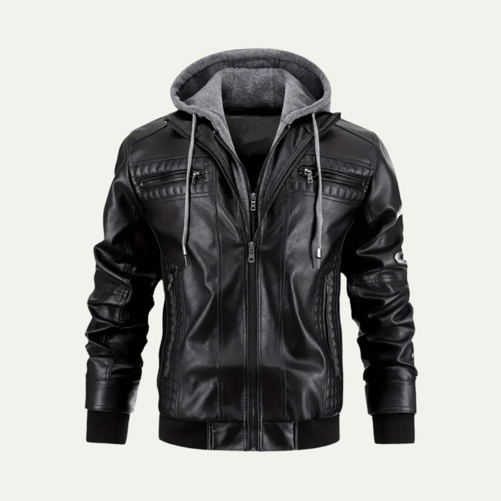 Mens Motorcycle Jacket Faux Leather Hybrid Fit