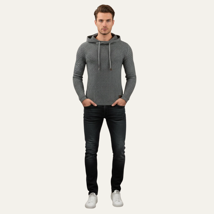 Mens Hooded Sweater Fine Knit Classic Fit