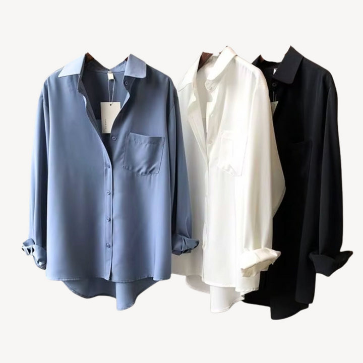 Womens Satin Shirt Button-Down Fit
