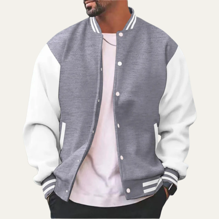 Mens Varsity Jacket with Contrast Sleeves Classic Fit