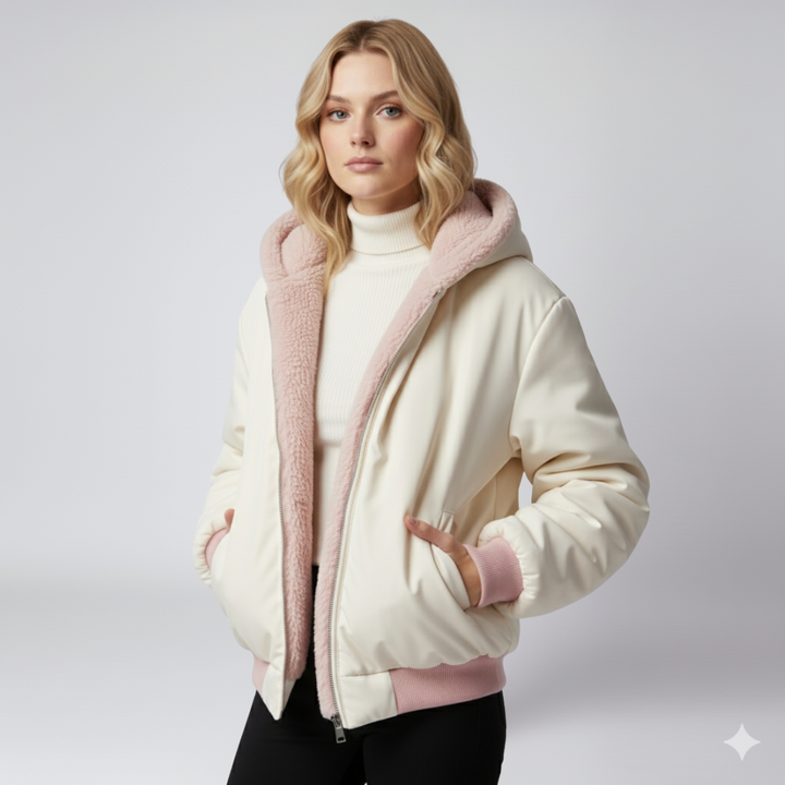 Womens Winter Jacket Reversible Oversized Zip-Up Outerwear