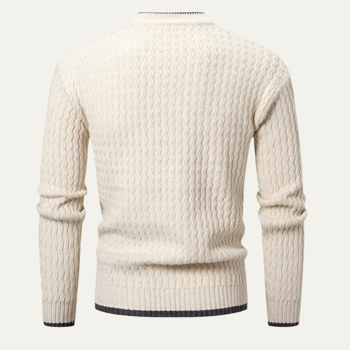 Mens Knit Sweater Textured Vertical Pattern Regular Fit