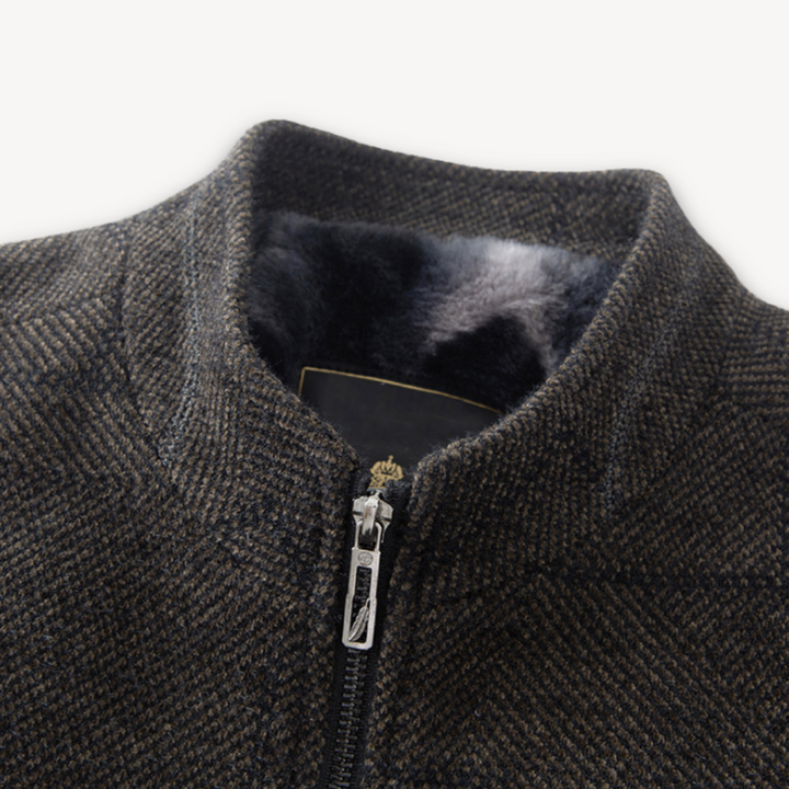 Mens Wool Blend Jacket Fur Lined Warm Outerwear