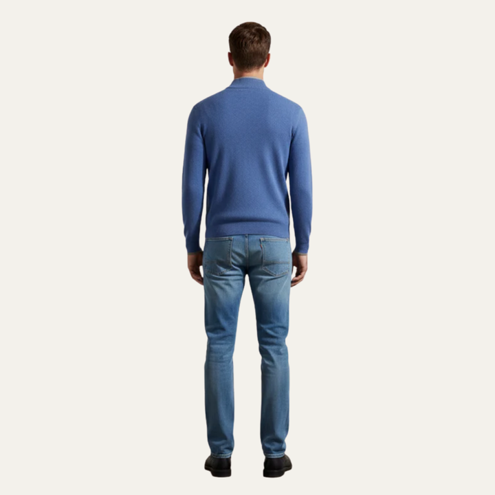 Mens Quarter Zip Sweater Textured Standing Collar